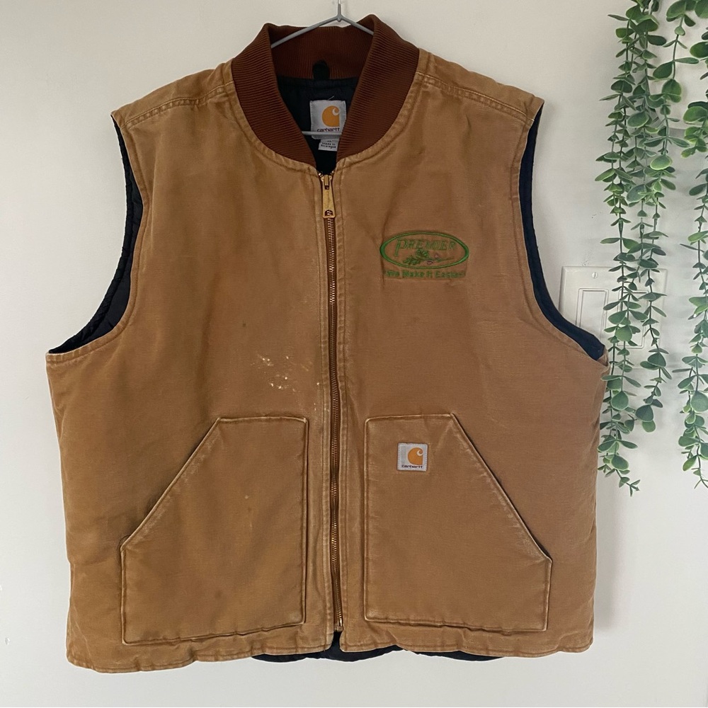 Carhartt Brown Vest with Green Logo